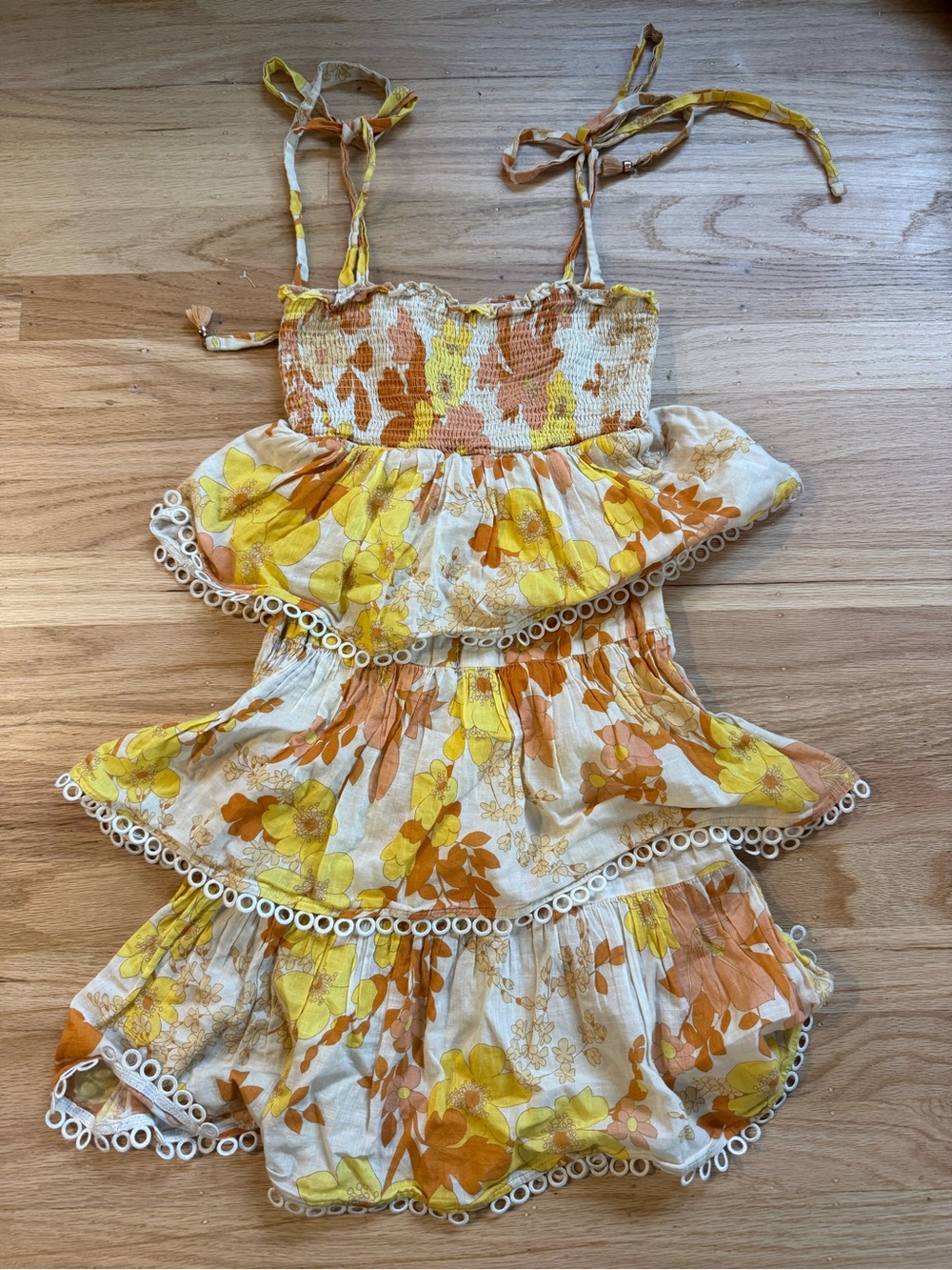 Zimmermann Floral Tiered Sundress in Yellow & Orange size 6